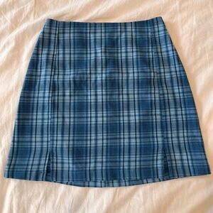 Brandy Melville Blue Checkered Pencil Skirt